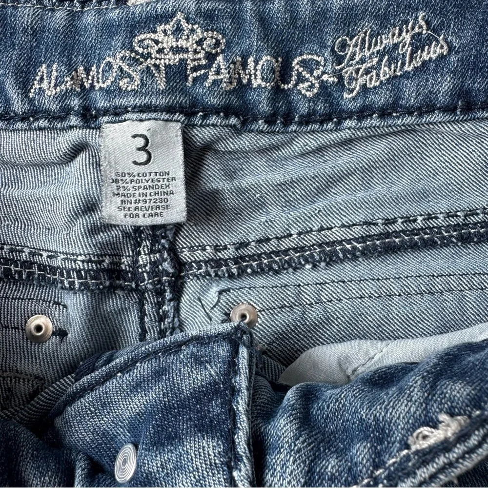 Almost Famous Y2K 2000s Vintage Blue Jean Shorts Distressed Cut-Off Style Size 3